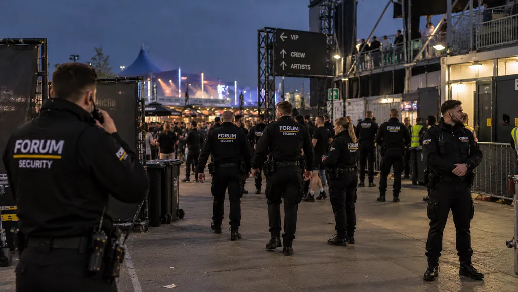 Beveiligers van Forum Security bij de ingang van een groot evenement